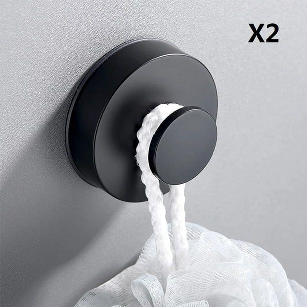 Fashion Towel Holder Hanger Suction Cup Wall Hooks Bathroom Kitchen Black 